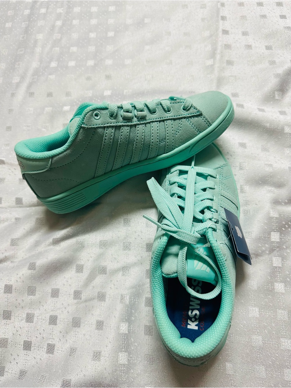 K-Swiss Women’s Lace-Up Sneakers in Mint. New in box.